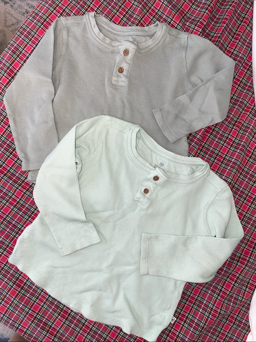 Set of 2 Honest Baby Waffle Knit Henley Shirts